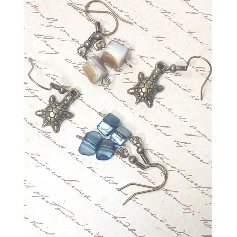 NEW Earrings Kawaii Turtle earrings MOP shell navy dangle earrings Mot 220#fs-g